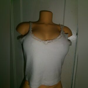 Women's Lace Trim White Tank Top